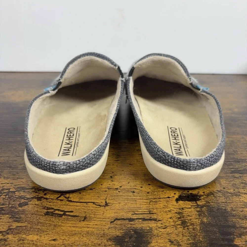 Gecko Man Walk Hero Canvas Slip On Loafers Mens Sz 9 Blue Arch Support Orthotics